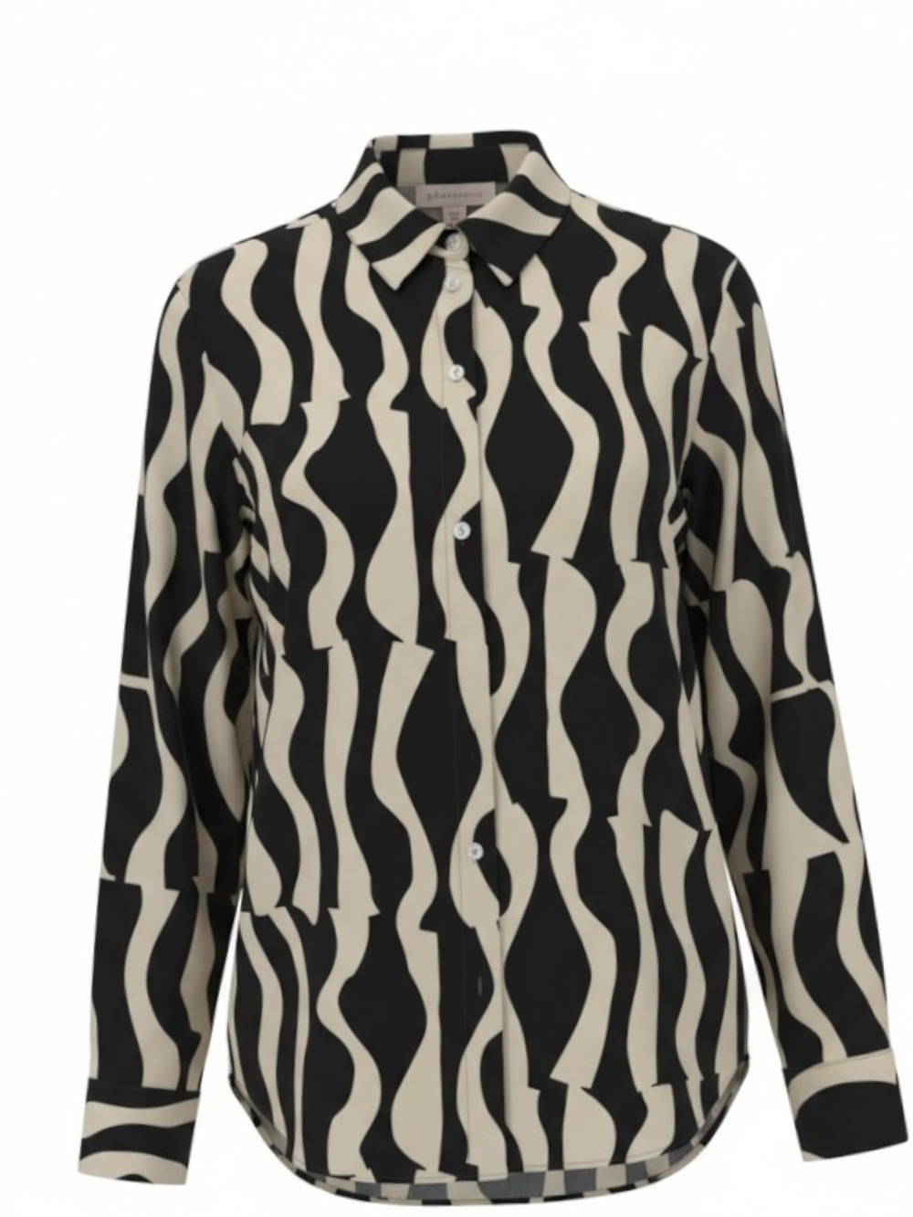 Philosophy Republic Clothing Women's Black White Wave Print Button-Up Shirt XS